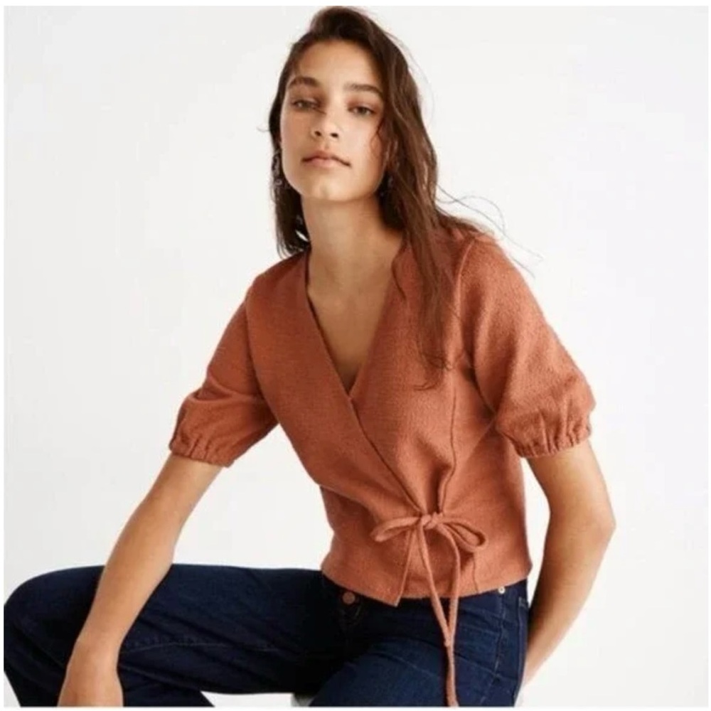 Madewell Texture & Thread Puff-Sleeve Wrap Top